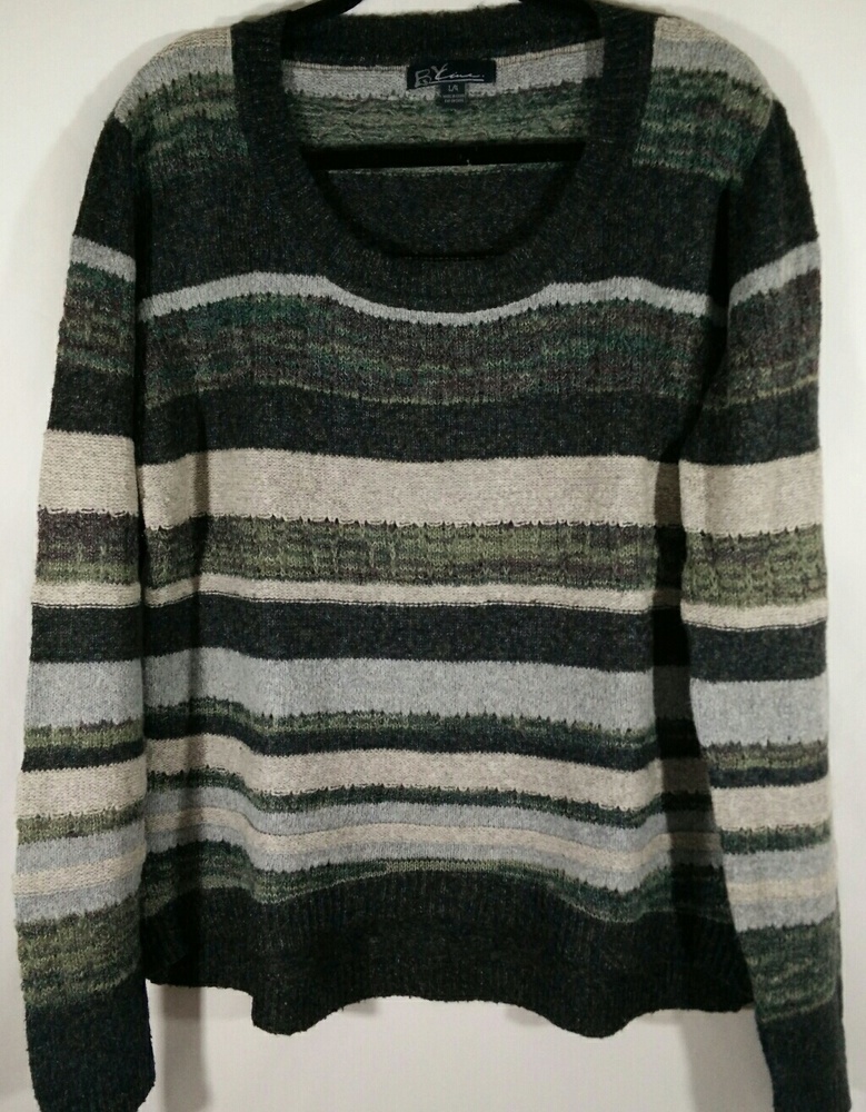 LINE Knitwear Striped Sweater Yak Wool Bl Large